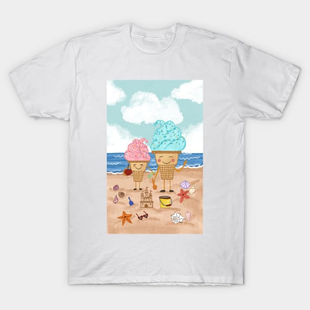 Father and daughter at the beach T-Shirt by SanMade